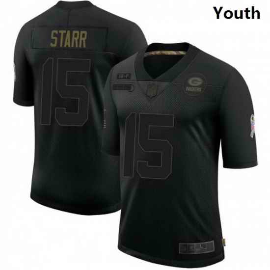 Youth Nike Green Bay Packers 15 Bart Starr 2020 Salute To Service Limited Jersey